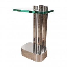 Chrome and glass side table